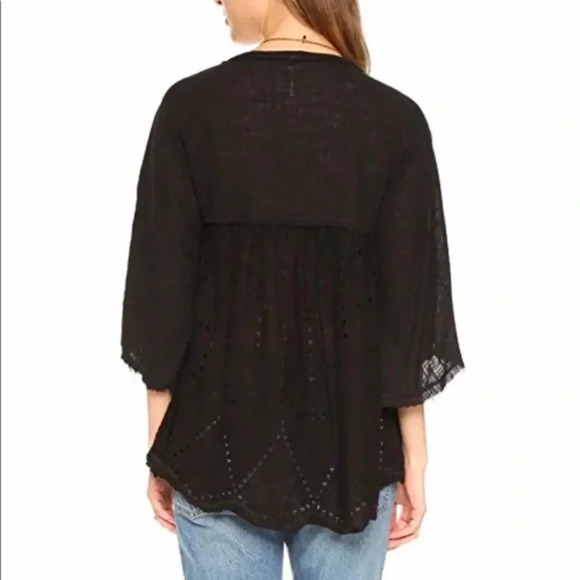 Free People Boho Peasant Top Blouse Shirt Summer Loving Slouchy Oversized Lace - Picture 2 of 9